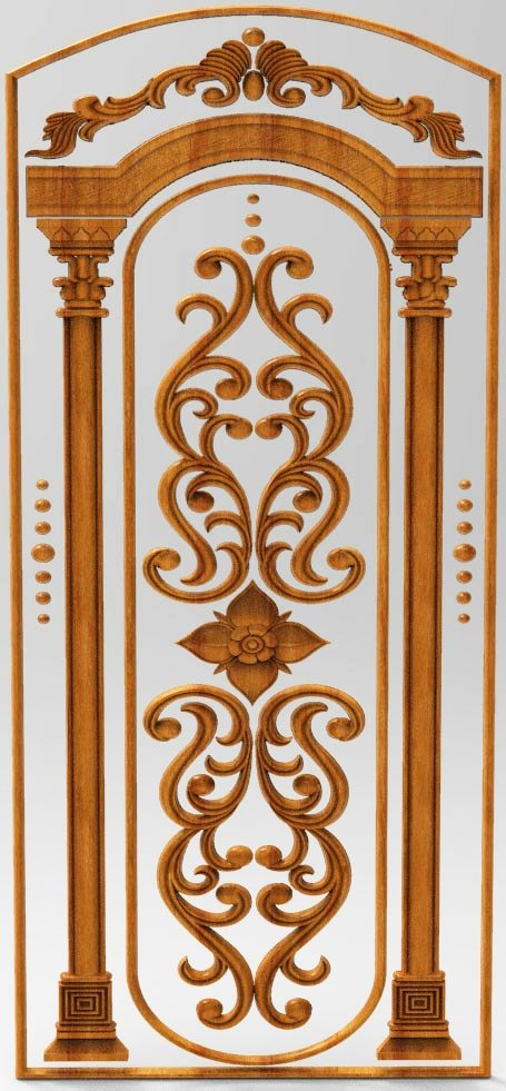 3D DOOR - OAK-75 Classical Architectural Archway Carving Design